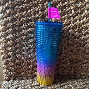Starbucks Rainbow Pink/Blue Tim Singleton Pride 2023 9” Tumbler, New, 24 oz